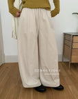17q3 Korean wool-blend wide-leg trousers with elastic waist