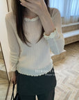 17a5 Long-sleeve knit top with lace trim
