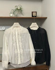 17a7 Silk blouse with lace sleeve details