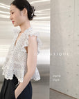 27A118- FLORAL RUFFLE TOP