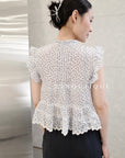 27A118- FLORAL RUFFLE TOP