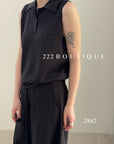 28a2- KNIT POLO SLEEVELESS