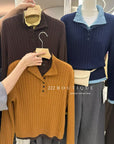 18a41 Cashmere knit top with buttons