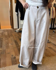 18q39 Basic cream baggy wool pants