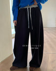 19q41 Elastic-waist straight wool trousers