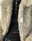 19a107 Fur notch-collar coat