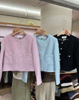 Áo tweed cổ tròn