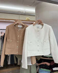 Áo tweed cổ tròn