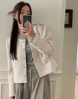 Áo tweed cổ tròn