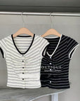 12a7 Striped ribbed top – contrast trim