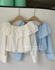 12a4 Off-shoulder ruffle blouse – embroidered cotton