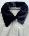 20a129 Basic puffer jacket with fur-trim collar