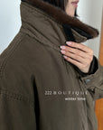 20a129 Basic puffer jacket with fur-trim collar