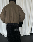 20a129 Basic puffer jacket with fur-trim collar