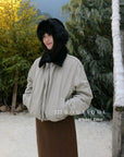20a129 Basic puffer jacket with fur-trim collar