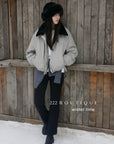 20a129 Basic puffer jacket with fur-trim collar