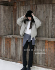 20a129 Basic puffer jacket with fur-trim collar