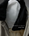 20a129 Basic puffer jacket with fur-trim collar