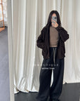 19q25 Cotton fleece straight-leg pants