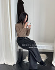19q25 Cotton fleece straight-leg pants