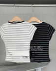 12a7 Striped ribbed top – contrast trim