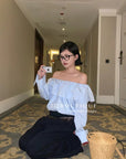 12a4 Off-shoulder ruffle blouse – embroidered cotton