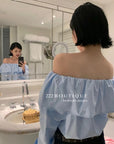 12a4 Off-shoulder ruffle blouse – embroidered cotton