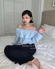 12a4 Off-shoulder ruffle blouse – embroidered cotton