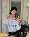 12a4 Off-shoulder ruffle blouse – embroidered cotton