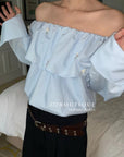 12a4 Off-shoulder ruffle blouse – embroidered cotton