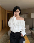 12a4 Off-shoulder ruffle blouse – embroidered cotton