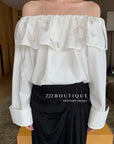 12a4 Off-shoulder ruffle blouse – embroidered cotton