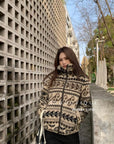 20a123 Light brown ethnic fur jacket