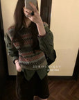 19a77 Patterned knit vest