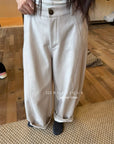 18q39 Basic cream baggy wool pants