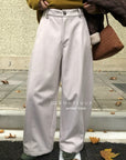 18q39 Basic cream baggy wool pants