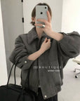 19a89 Reversible suede–fur coat