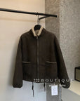 19a71 Suede fur-lined jacket
