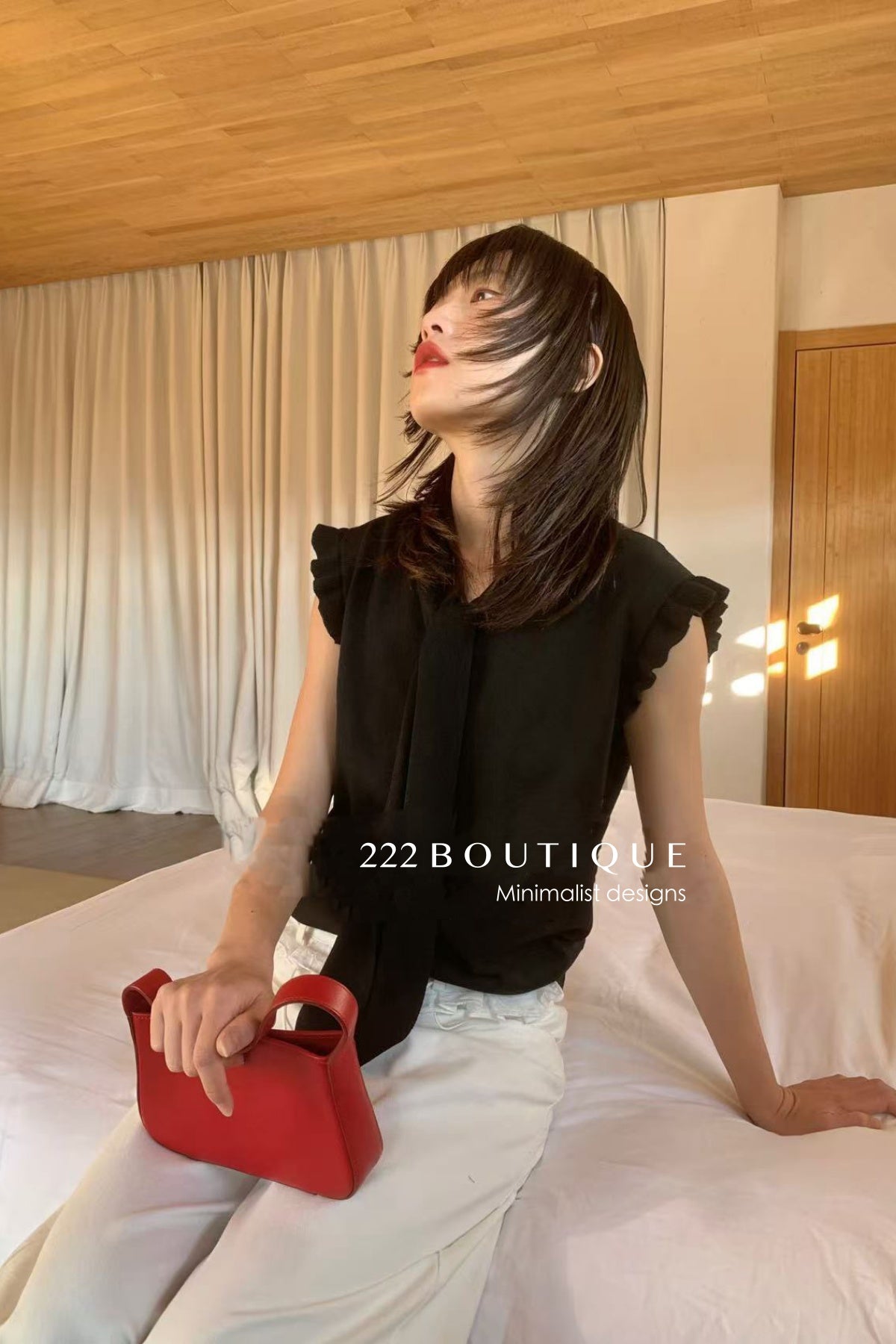 12a5 Sleeveless bow-tie blouse – lightweight crepe