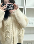 18a94 Thick knit floral cardigan