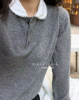 19a98 Cashmere knit shirt-collar top