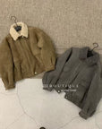 19a89 Reversible suede–fur coat