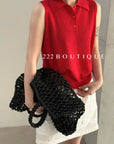 28a2- KNIT POLO SLEEVELESS