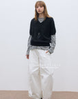17a94 Short-sleeve cashmere V-neck sweater