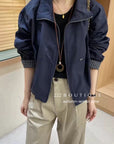 17a73 Basic windbreaker jacket with stand collar