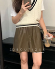 faux- leather short