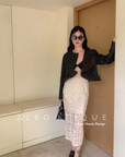 Polka-dot belt jacket