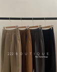 Elastic waist straight trousers