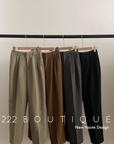 Elastic waist straight trousers