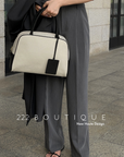 Elastic waist straight trousers